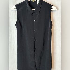 Kathy Lee Collection - Womens Sleeveless Button-Down TOP Sz S Tunic TIES - BLACK
